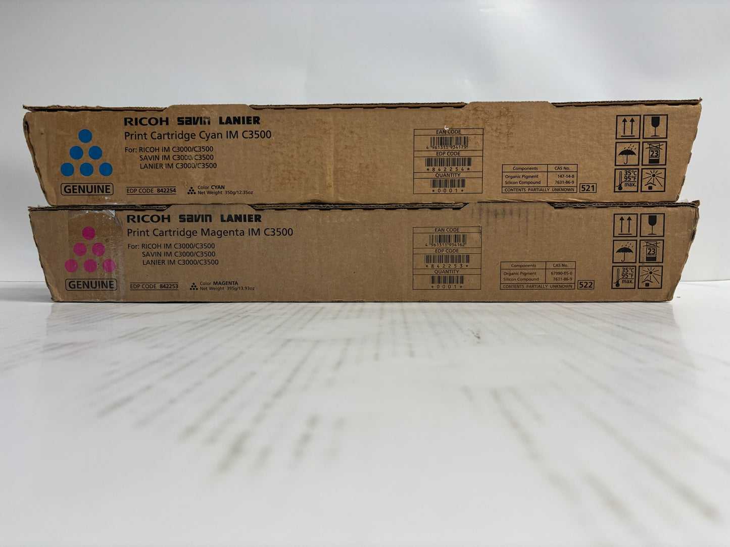 2 New Genuine Ricoh IM C3500, C3000 Cyan & Magenta Toners 842253, 842254