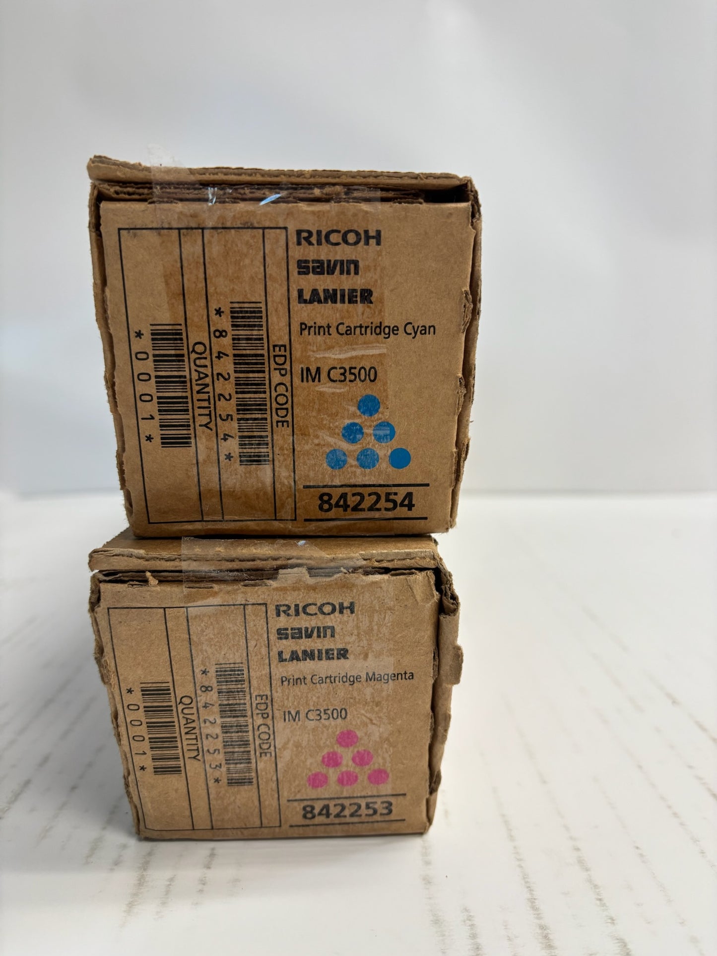 2 New Genuine Ricoh IM C3500, C3000 Cyan & Magenta Toners 842253, 842254