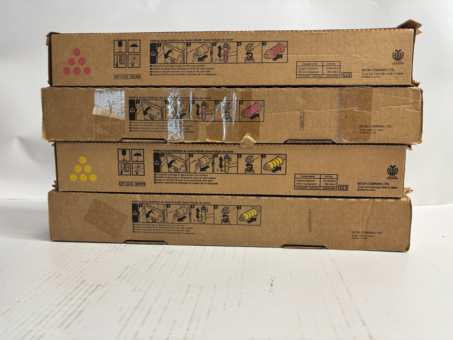 4 Genuine Ricoh MP C2503H, C2003 Magenta & Yellow Toners 841919,841920