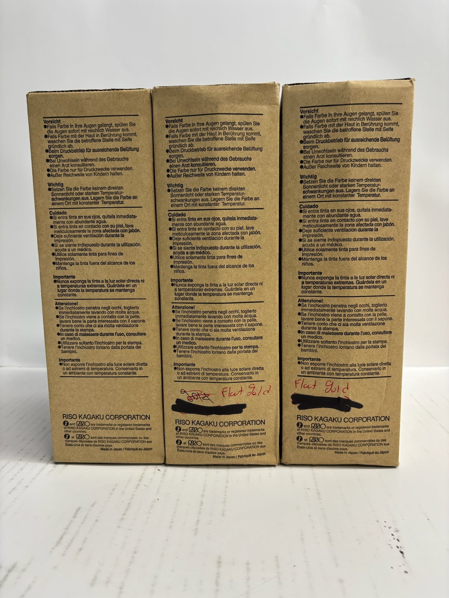 3 Genuine Risograph EZ220,EZ221,EZ390 Flat Gold Type F Ink Box S-8186UA (6 Inks)