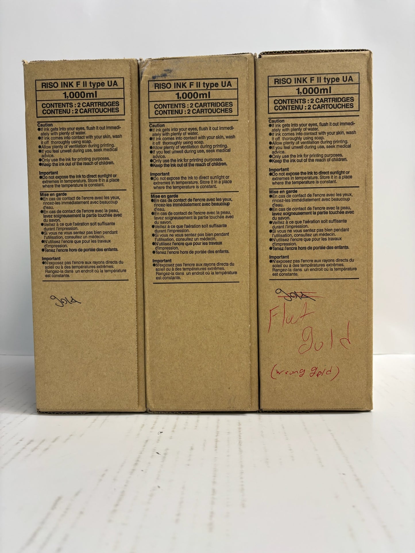 3 Genuine Risograph EZ220,EZ221,EZ390 Flat Gold Type F Ink Box S-8186UA (6 Inks)