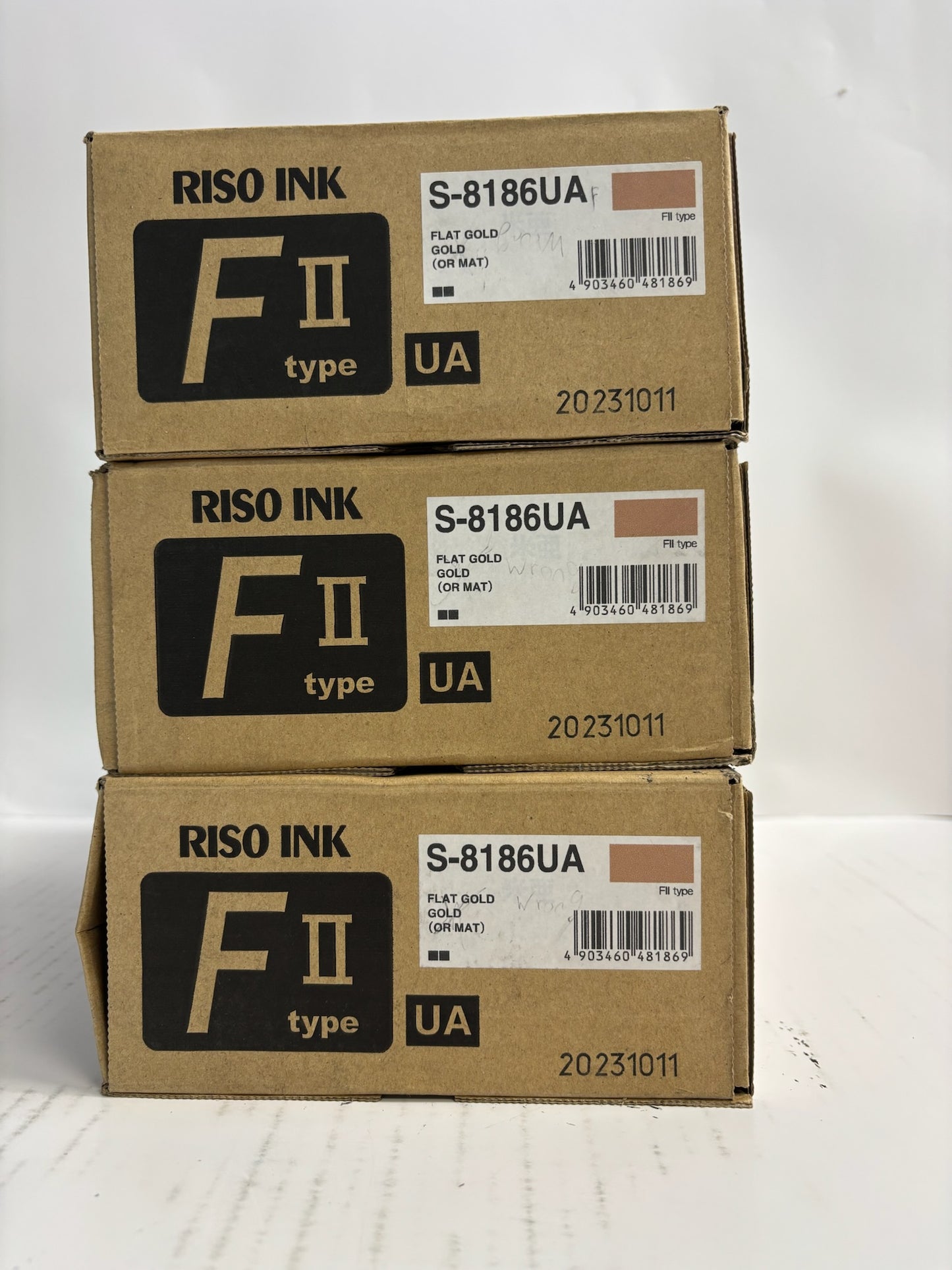 3 Genuine Risograph EZ220,EZ221,EZ390 Flat Gold Type F Ink Box S-8186UA (6 Inks)