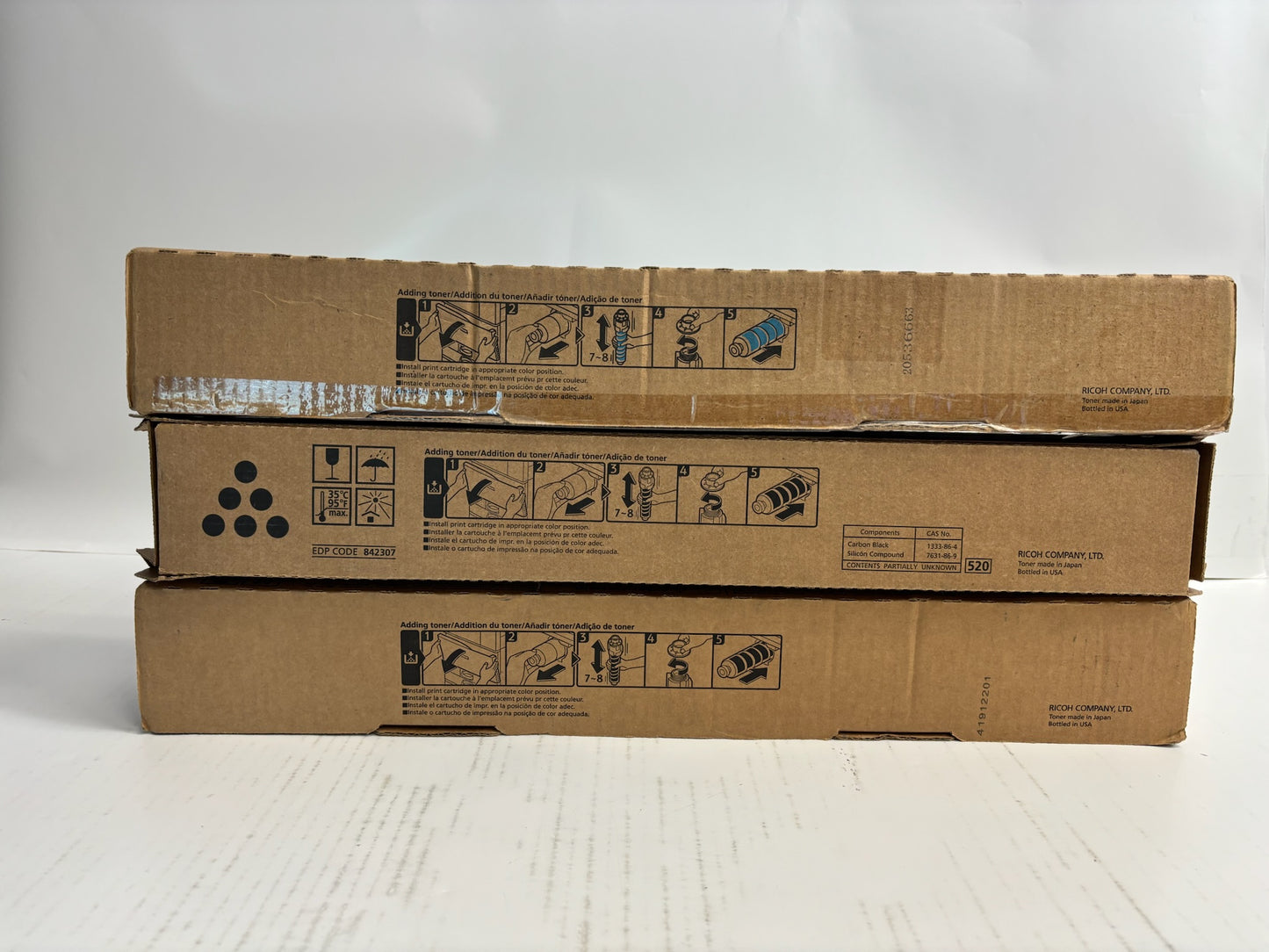 3 New Genuine Ricoh IM C2500H, C2000 Cyan and Black Toners 842307, 842310