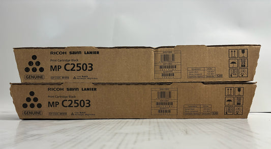 2 New Genuine Ricoh MP C2003,C2004,C2503,C2504 Black Toners 841918