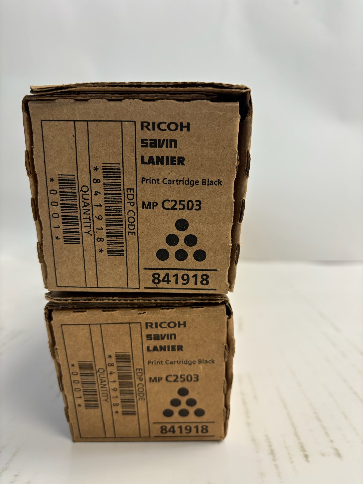 2 New Genuine Ricoh MP C2003,C2004,C2503,C2504 Black Toners 841918