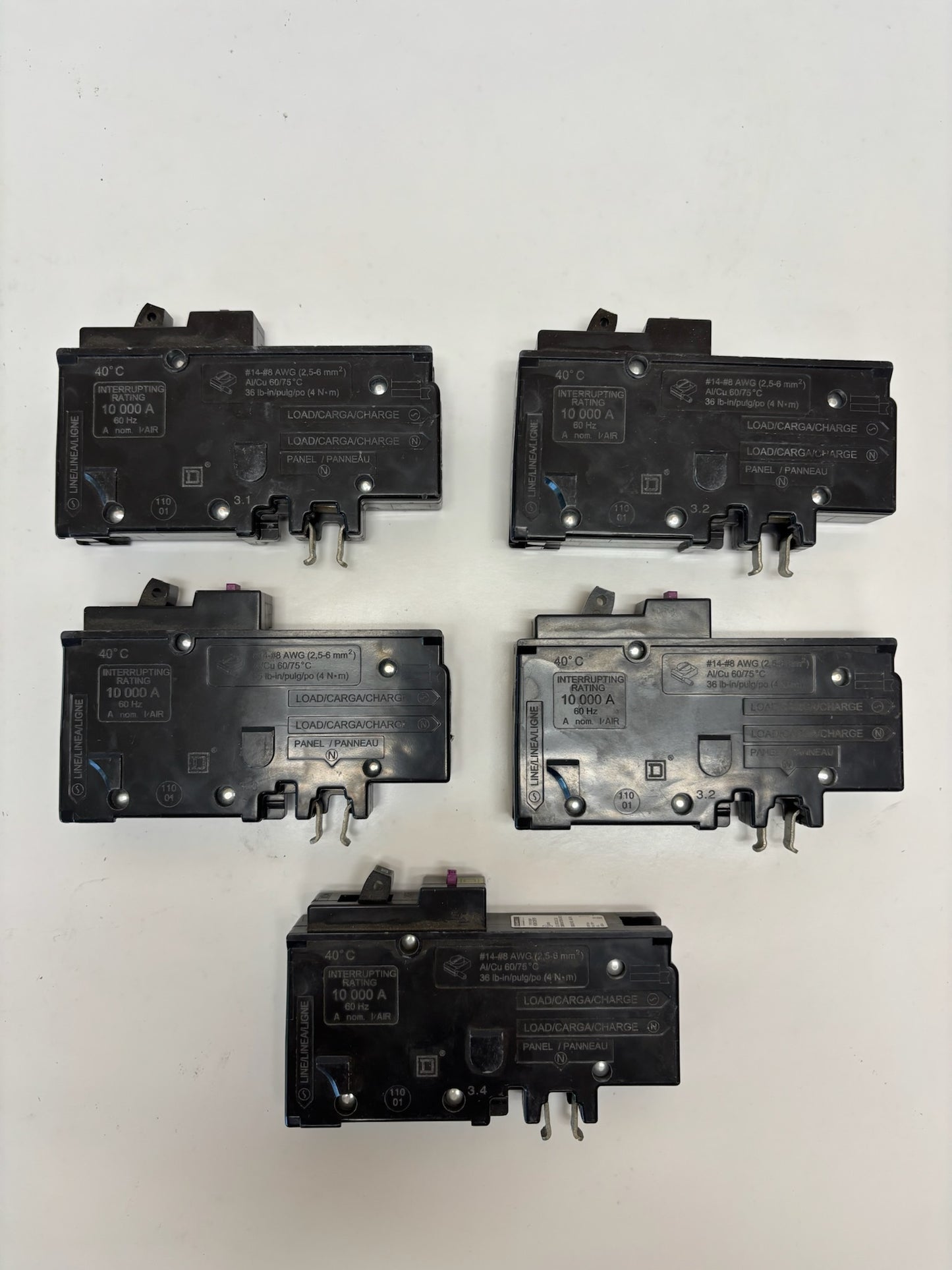 5 PK Square D HOM120PDF Single Pole Circuit Breaker 20A 60hz, 120V (NO Original Box)