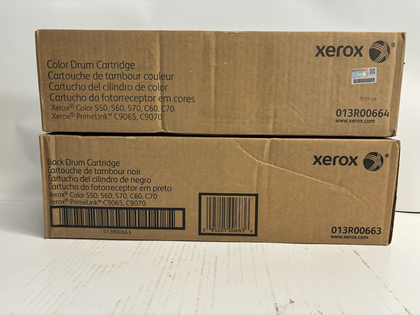 2 Genuine Xerox C550,560,570,C60,C70 Color & Black Drum 013R00663,013R00664