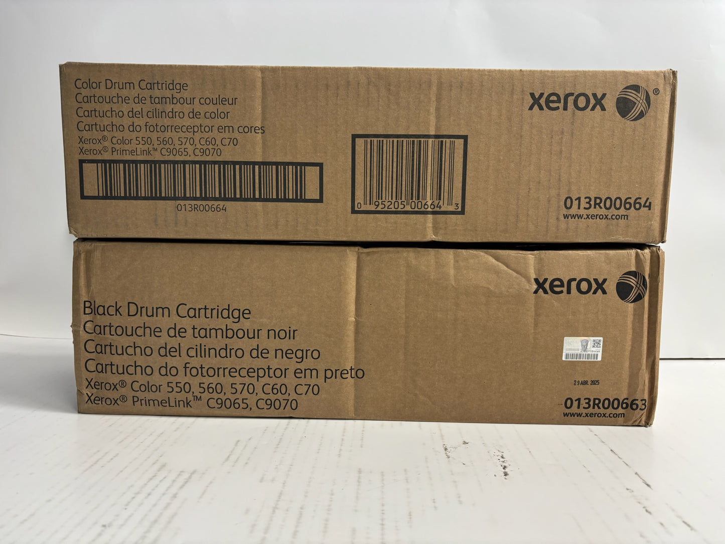 2 Genuine Xerox C550,560,570,C60,C70 Color & Black Drum 013R00663,013R00664