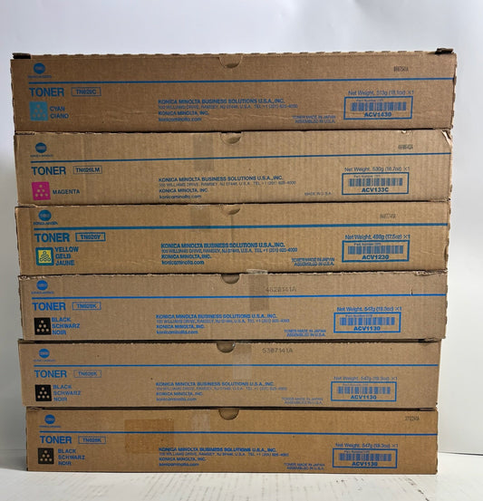 6 Genuine Konica Minolta BHC360i,C450i,C550i,C650i CCMKKK Toners TN626 (TN626LM)