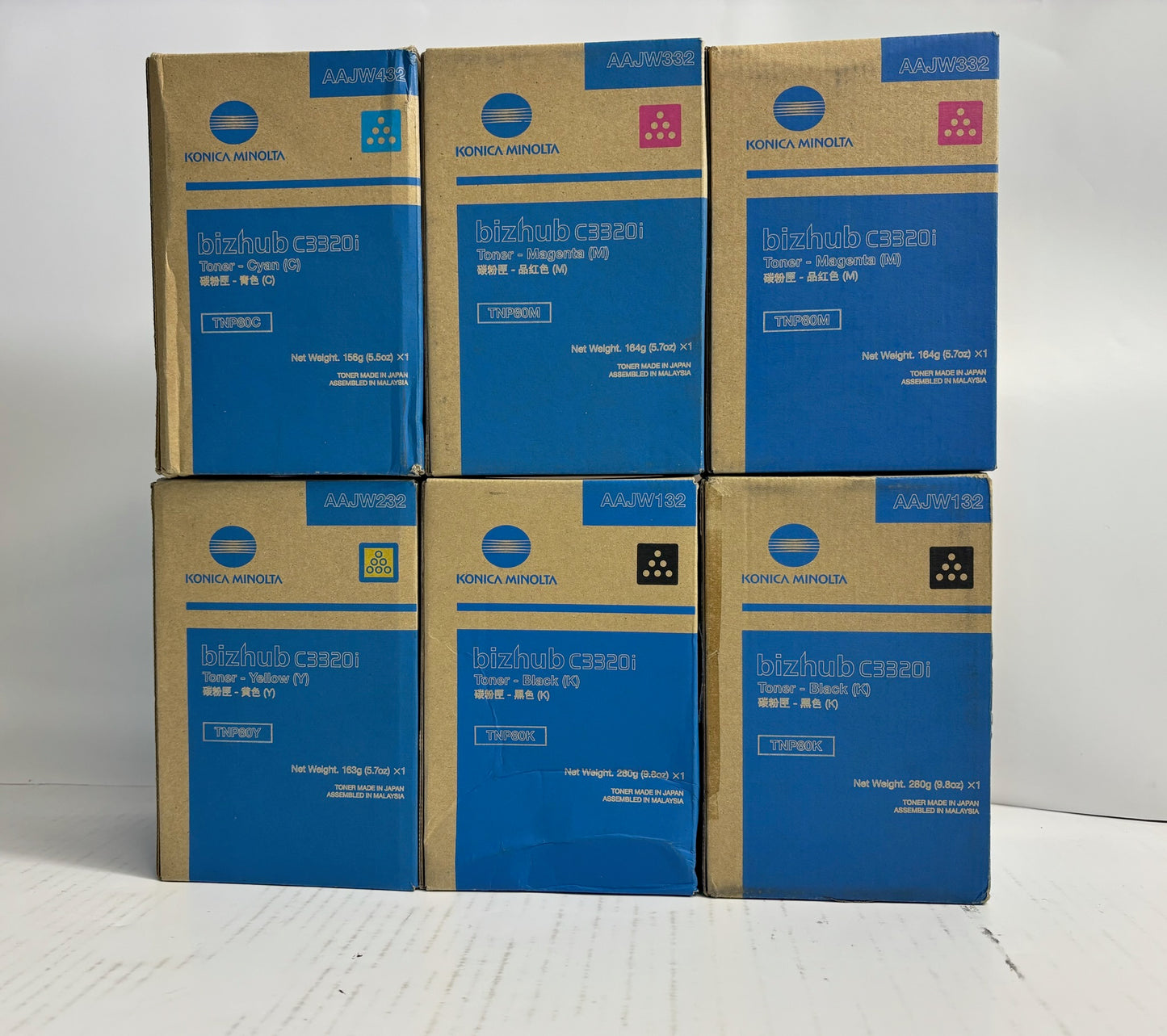 6 Genuine Konica Minolta BH C3320i,C3321i CMMYKK Toners TNP80 Same Day Ship