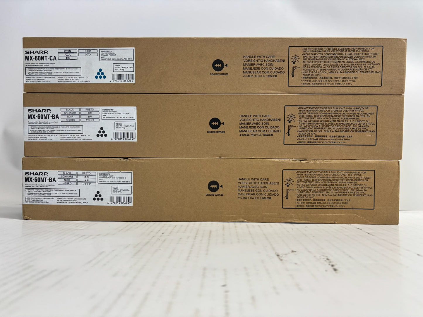 3 Genuine Sharp MX 2630,3050,3570,5070 Cyan & Black Toner MX-60NT-CA, MX-60NT-BA