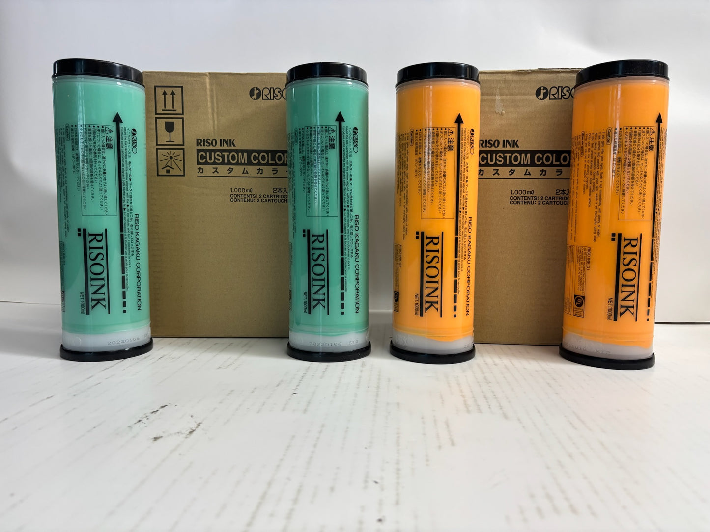 5 OEM Riso EZ 220,390 Y,PR,Ora,Green CustomColor Ink S-7404,12,16,35,36