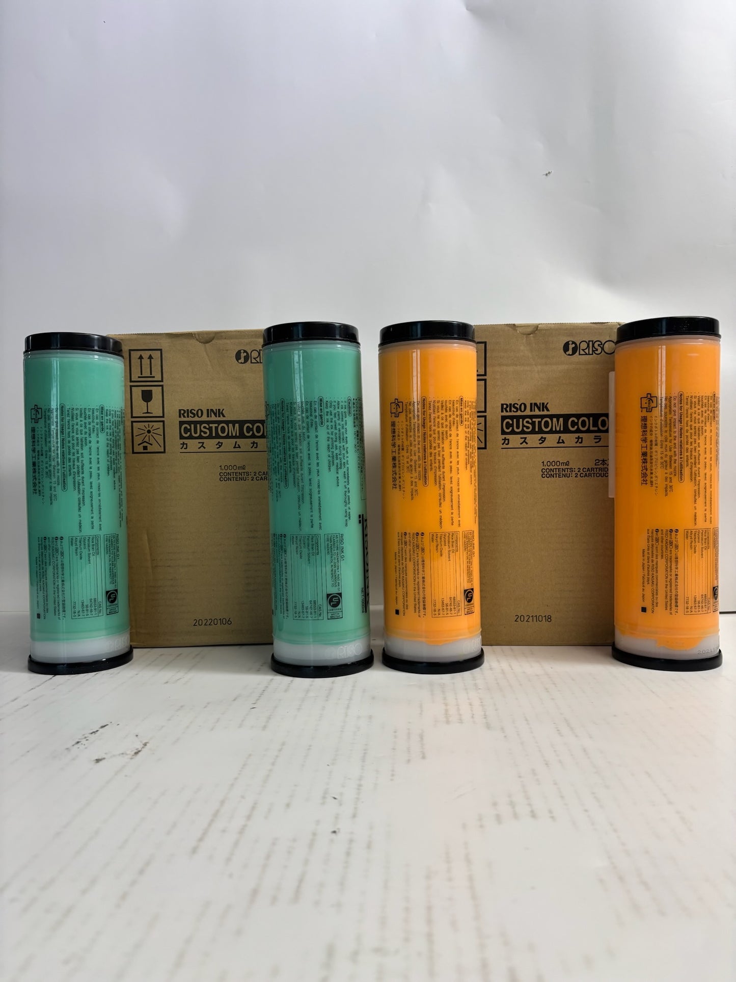 5 OEM Riso EZ 220,390 Y,PR,Ora,Green CustomColor Ink S-7404,12,16,35,36