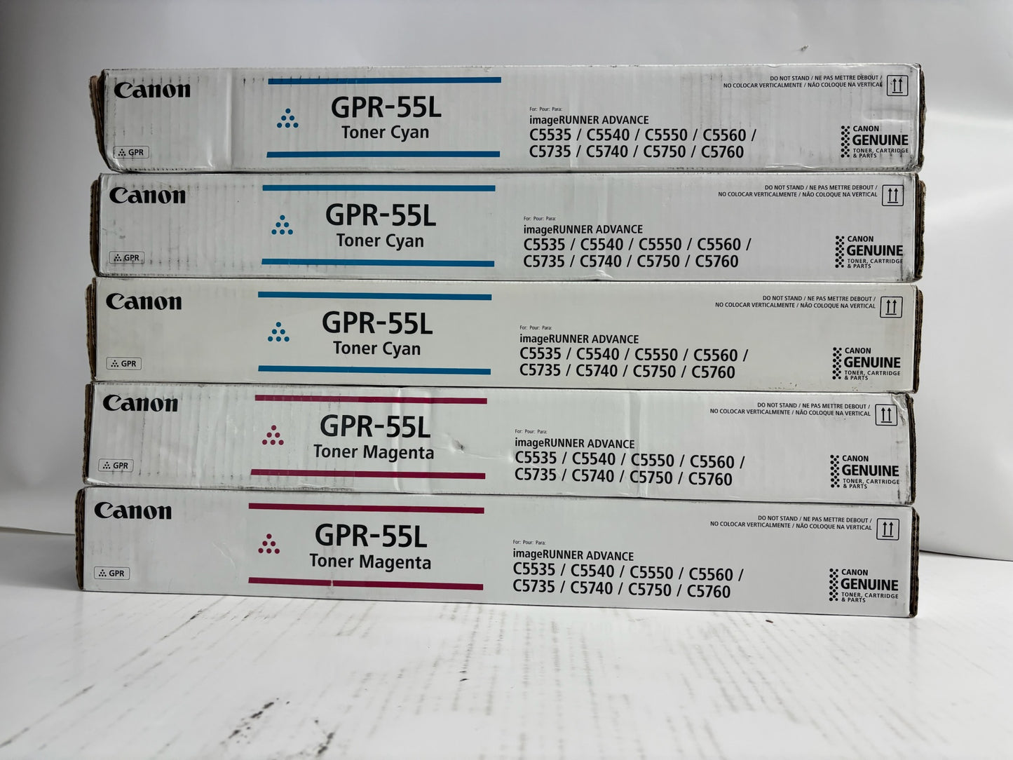 5 Genuine Canon iR ADV C5535i,C5535i II CCCMM Toners GPR-55L(No Yellow or Black)