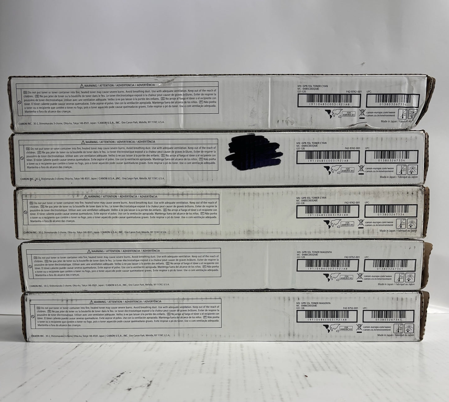 5 Genuine Canon iR ADV C5535i,C5535i II CCCMM Toners GPR-55L(No Yellow or Black)