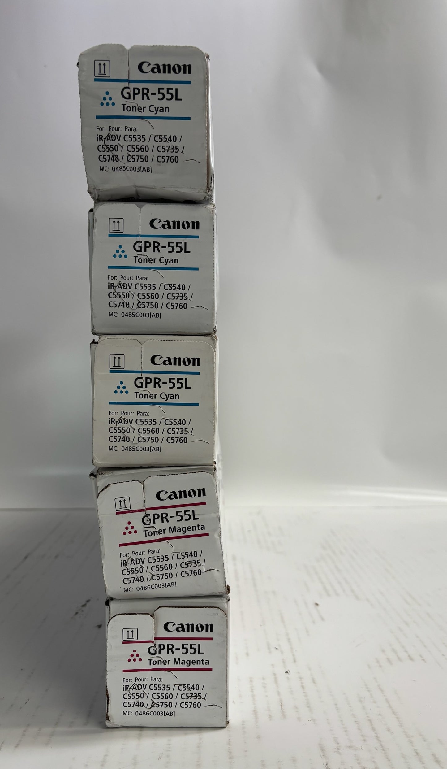 5 Genuine Canon iR ADV C5535i,C5535i II CCCMM Toners GPR-55L(No Yellow or Black)