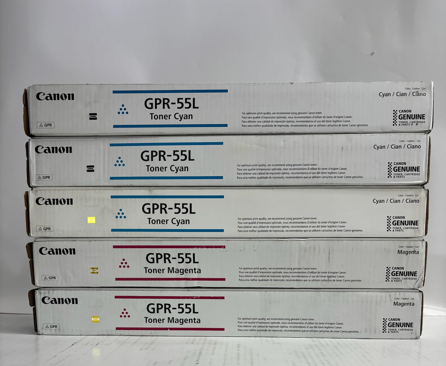 5 Genuine Canon iR ADV C5535i,C5535i II CCCMM Toners GPR-55L(No Yellow or Black)