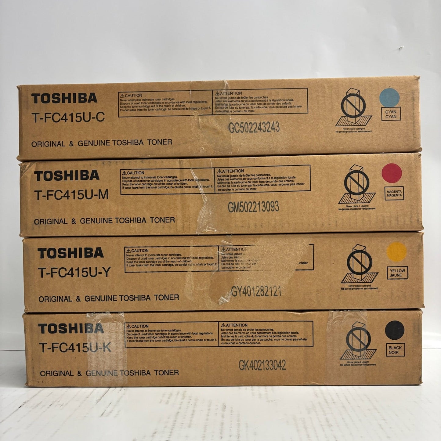 4 New Genuine Toshiba 2515AC, 3015AC, 3515AC,4515AC CMYK T-FC415U Toners