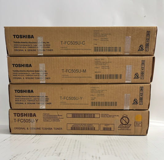4 Genuine Toshiba e-STUDIO 2505AC,3005AC CMYY T-FC505U Toners (No Black)