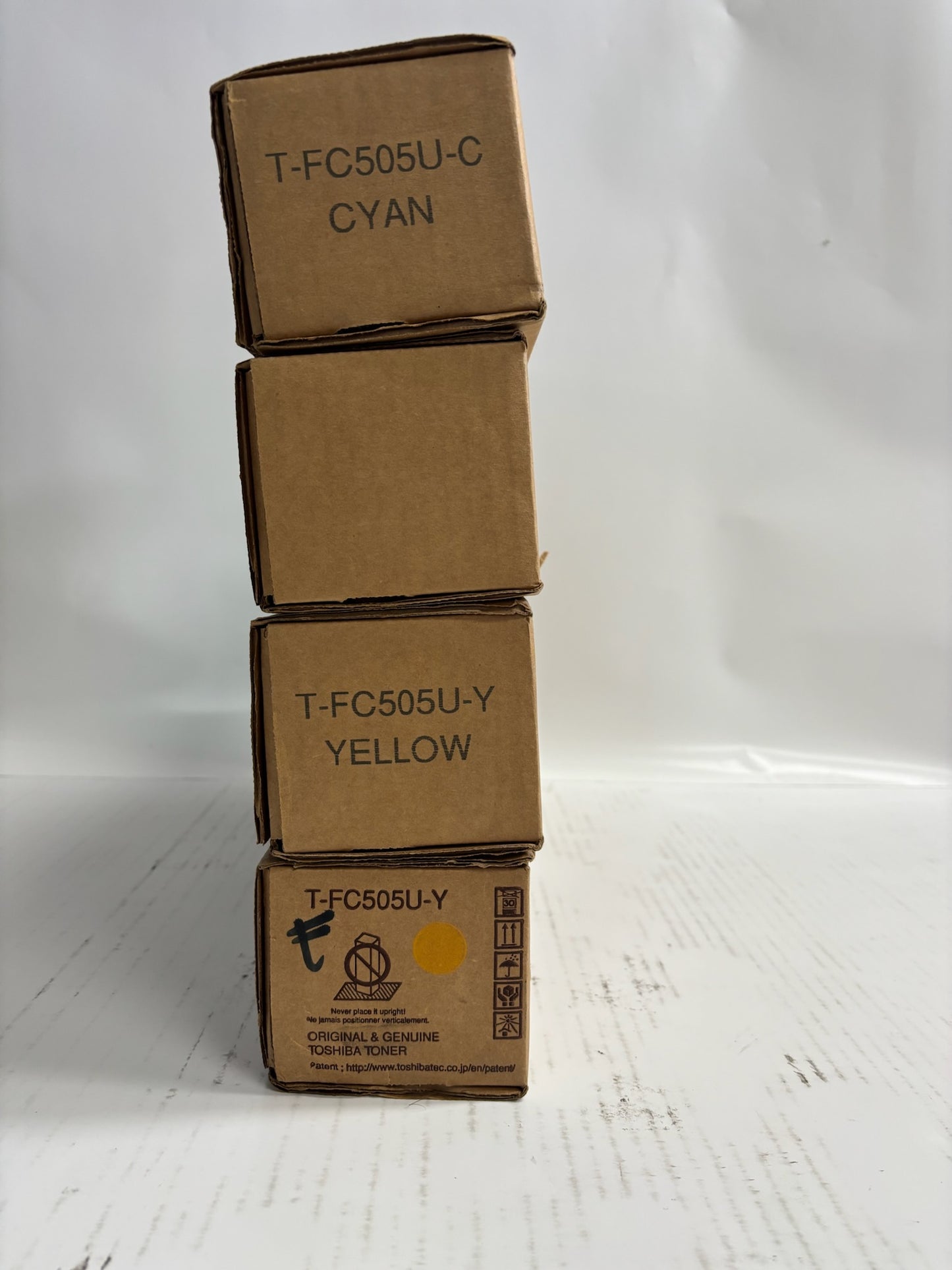 4 Genuine Toshiba e-STUDIO 2505AC,3005AC CMYY T-FC505U Toners (No Black)