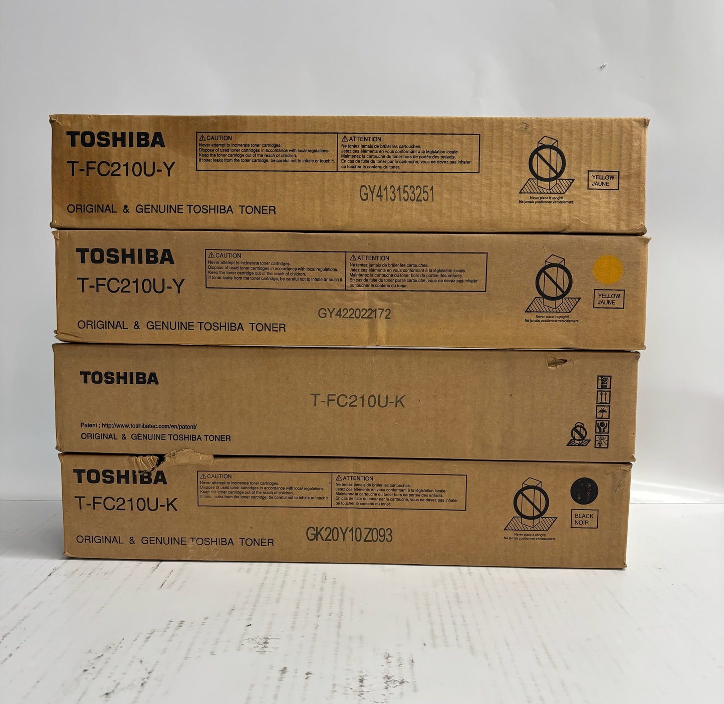 4 Genuine Toshiba eStudio 2010AC,2510AC YYKK Toner T-FC210U (No Cyan Or Magenta)