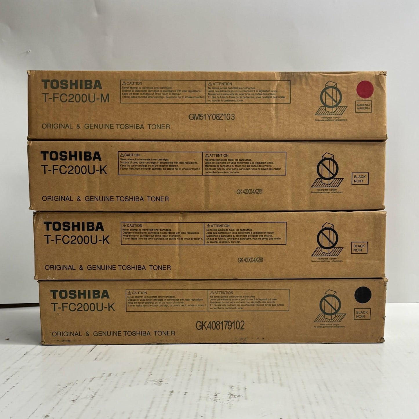4 Genuine Toshiba e-STUDIO 2000AC,2500AC MKKK Toner T-FC200U (No Cyan or Yellow)