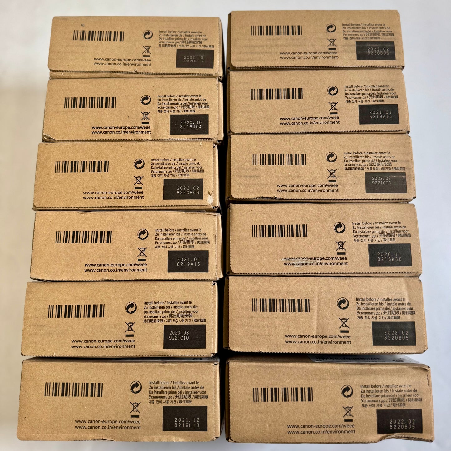 12 OEM Canon iPF8000,iPF9000,iPF9110 PFI-301 C,B,PC,G,Y,GY,M,R,PM,PGY,MBK,BK Ink