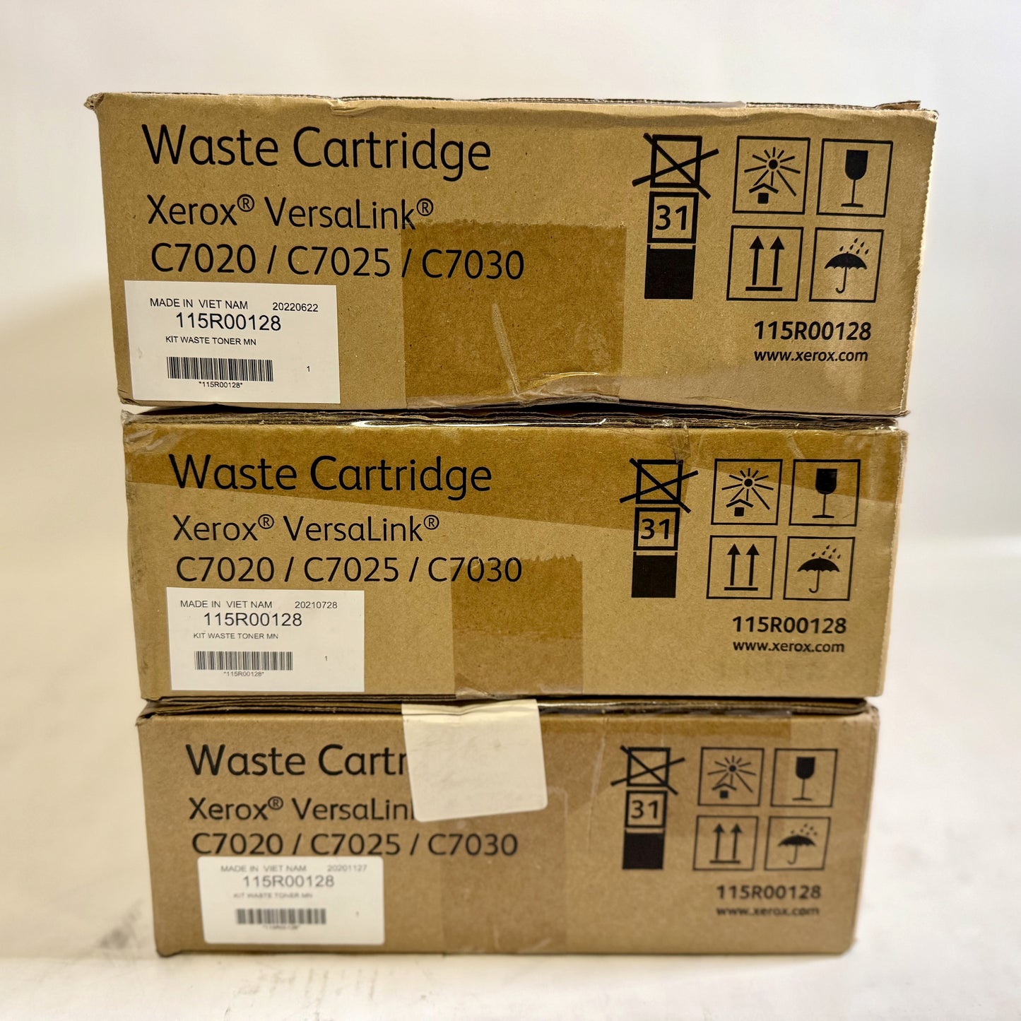 3 OEM Xerox VersaLink C7020,C7025,C7030,C7130,C7125 Waste Cartridges 115R00128
