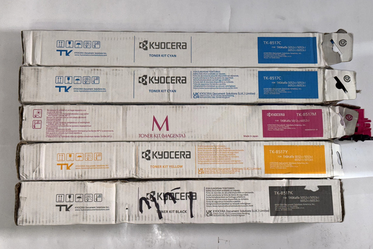 5 Open OEM Kyocera TASKalfa 5052ci,5053ci,6052ci,6053ci TK-8517 CCMYK Toners