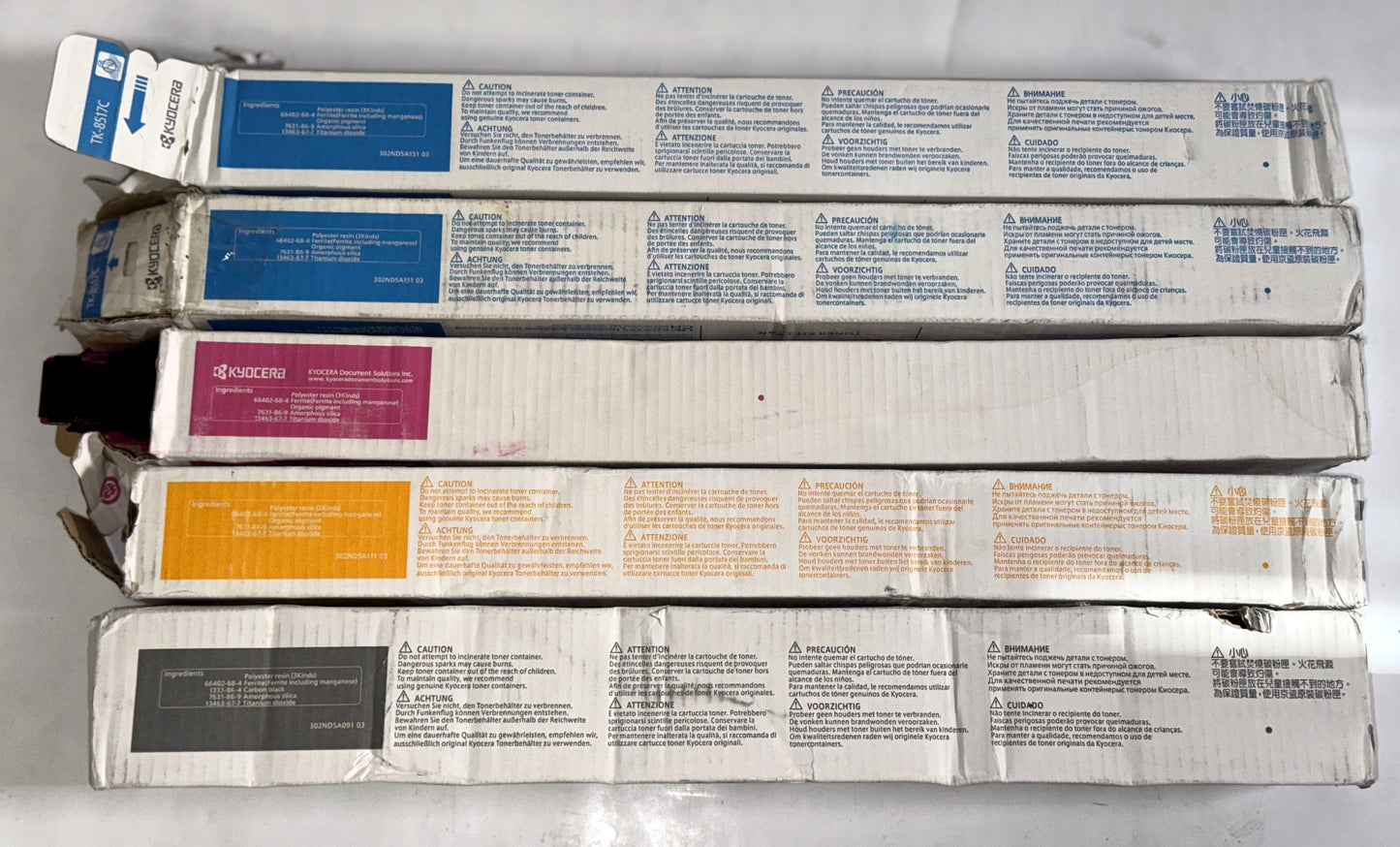 5 Open OEM Kyocera TASKalfa 5052ci,5053ci,6052ci,6053ci TK-8517 CCMYK Toners