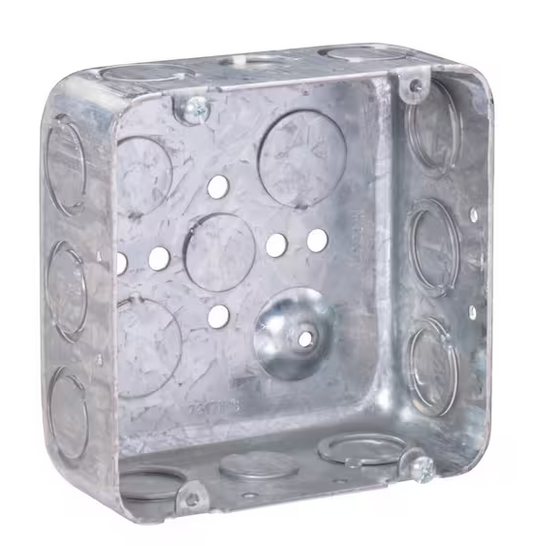 Hubbel Raco 4 x 4 x 1-1/2" Steel Square Junction Box 2 Gangs UL Listed 6.18 Each