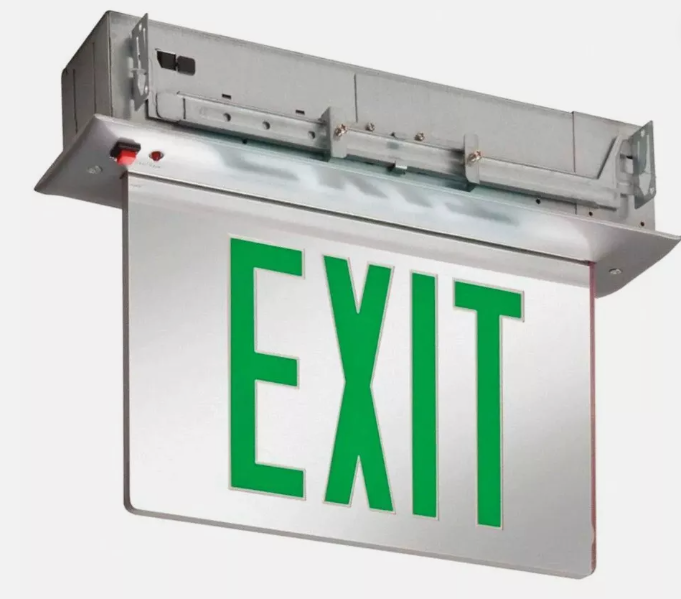 Lithonia Lighting Aluminum LED Green Emergency Exit Sign (EDGR-1-G-EL-M4)