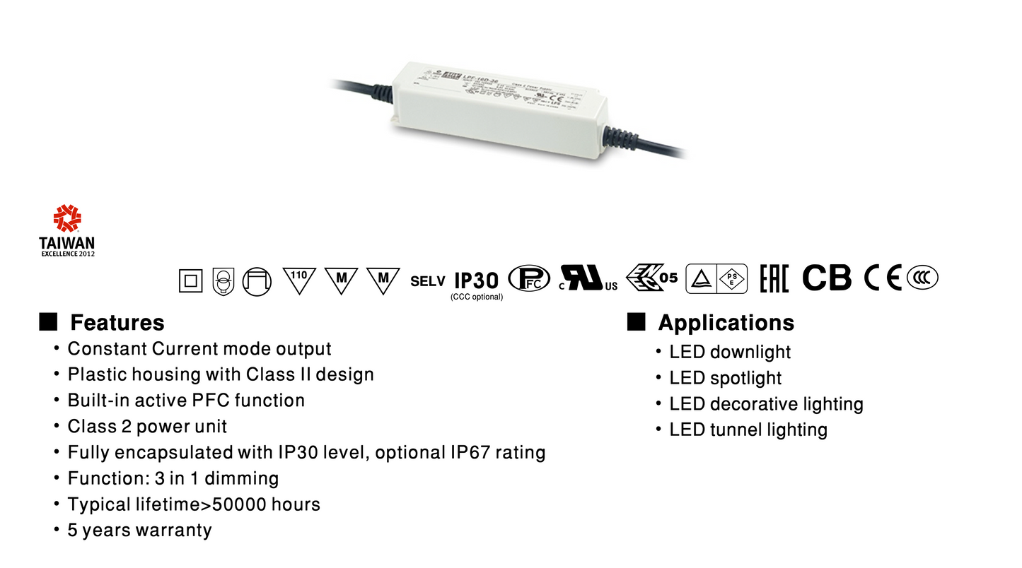No Box Beulux DTR16IP67 16W Constant Current Mode LED Driver