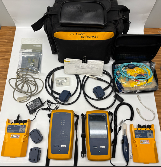 Fluke Networks DSX-8000 Cable Tester, Touch Screen Display + FI-1000-KIT w Certificates