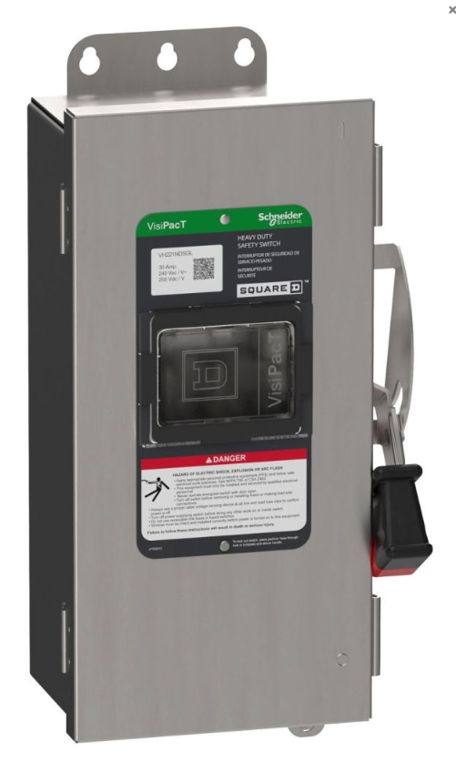 Square D VH221NDSGL 30A Stainless Steel Heavy-Duty Fusible Safety Switch