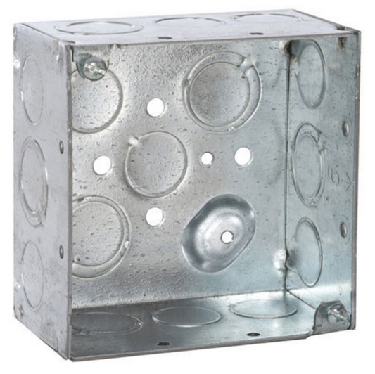 25 PK RACO 232 4" Square Welded Electrical Box, 2-1/8" Deep with TKO