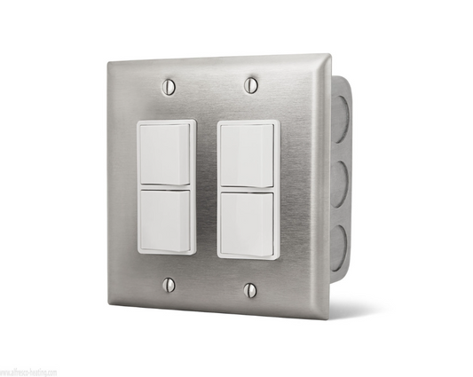 Infratech 14-4305 Dual Duplex Switch with Stainless Steel Wall Plate