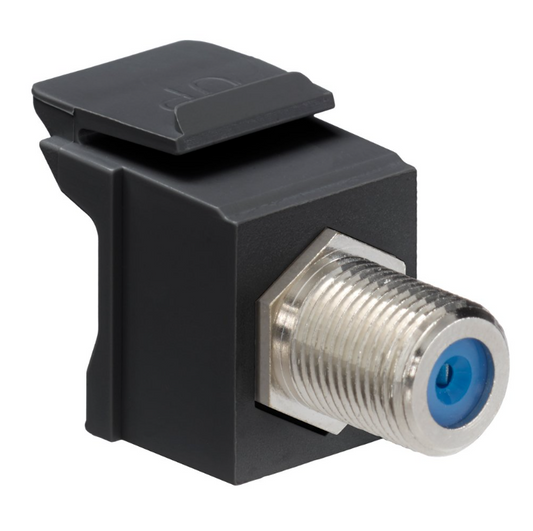 50 PK Leviton 41084-FEF QuickPort F-Type Adapter, Nickel-Plated, Black Finish