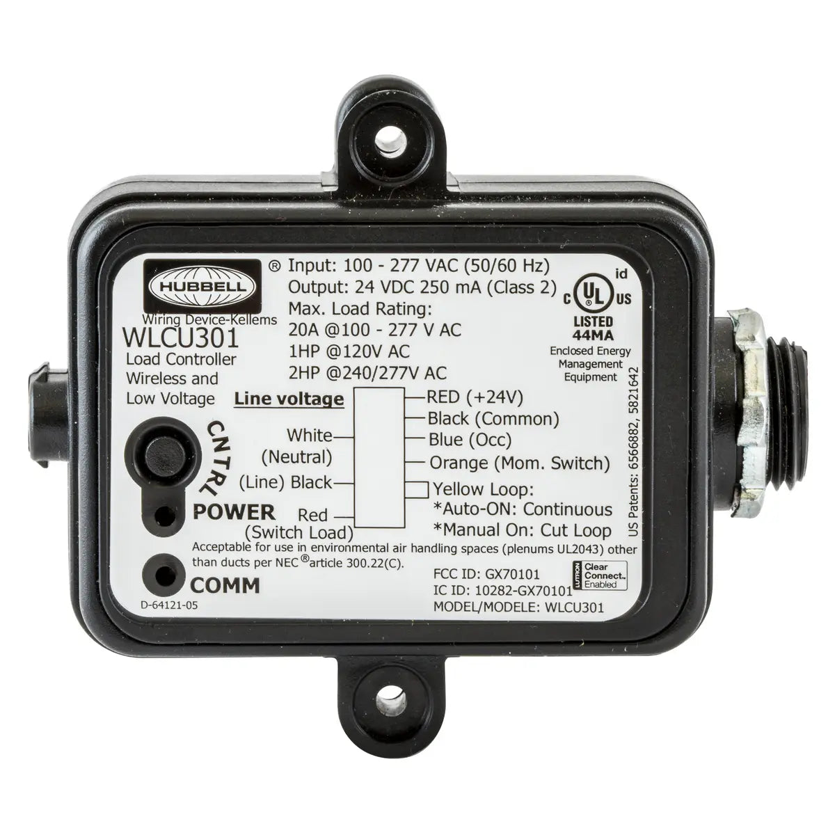 Hubbell WLCU301 Switches and Lighting Controls, Occupancy Sensors, Wireless H-Moss Control Unit, 120/277V AC 60HZ, No Box