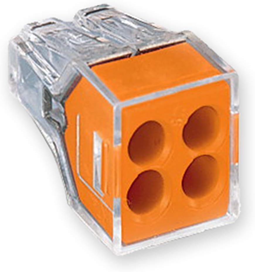 WAGO (773-164) Wall Nuts, For Solid and Stranded Conductors, 4-Conductor, Transparent Housing, Lot of 2 (100pc per Box)