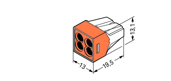 WAGO (773-164) Wall Nuts, For Solid and Stranded Conductors, 4-Conductor, Transparent Housing, Lot of 2 (100pc per Box)
