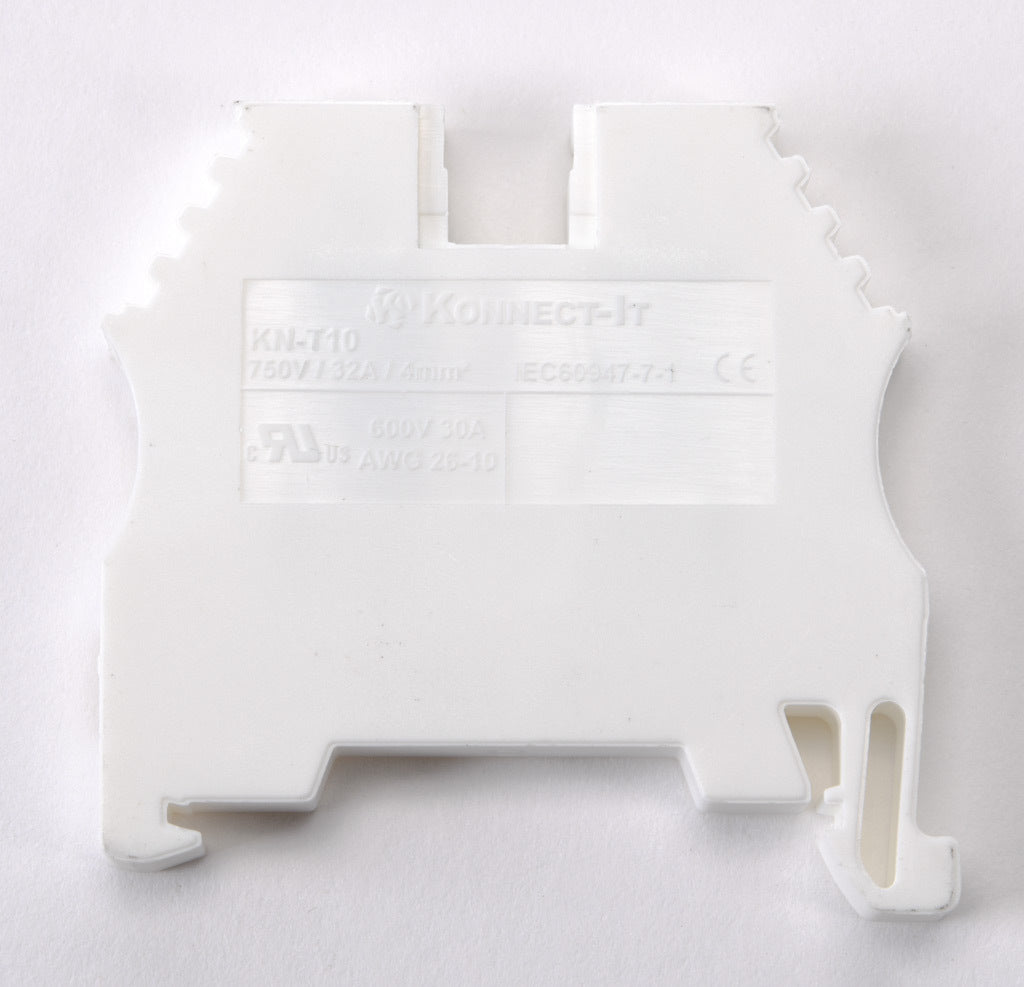 No Box 100PK Konnect-It KN-T10WHT DIN Rail Terminal Block, 10AWG, White, 30A, 300V