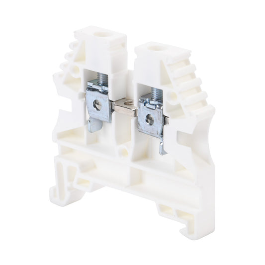 White electrical connector on a white background