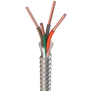 100' ft 10/3 Steel Mc-Cable Stranded Copper-BR,OR,GRY Conductors (100')